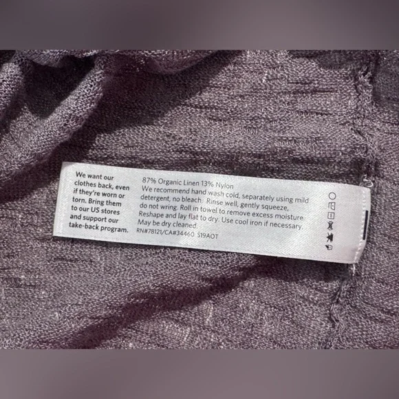 Eileen‎ Fisher Linen Cardigan Open lightweight Layer Size Medium. Purple/Gray. - Picture 4 of 5